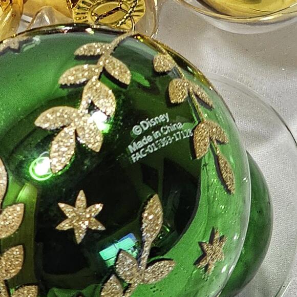 Disney Parks Mickey Mouse Ear Icon Indent Retro Glass Christmas Tree Ornament - Picture 6 of 11